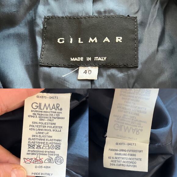 GILMAR Blazer Jacket Blue Subtle Stripes Button Down Italy Long Sleeves 40 EUC - Picture 8 of 12